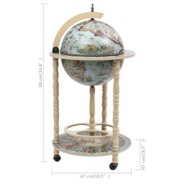 Elegant Globe Bar Wine Stand - Eucalyptus Wood Blue