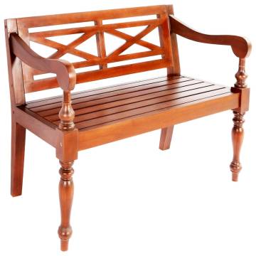 Batavia Bench 98 cm | Solid Mahogany Wood in Dark Brown