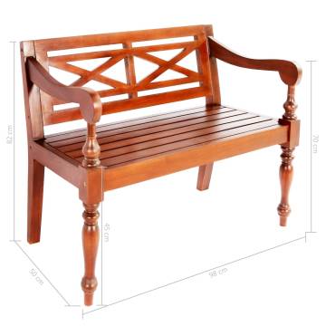 Batavia Bench 98 cm | Solid Mahogany Wood in Dark Brown