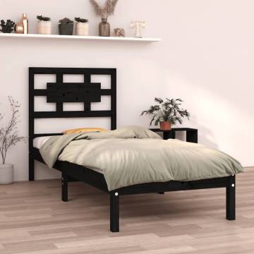 Black Solid Wood Bed Frame 75x190 cm - Small Single