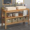 Stylish Bathroom Vanity Cabinet with Marble Sinks - Teak