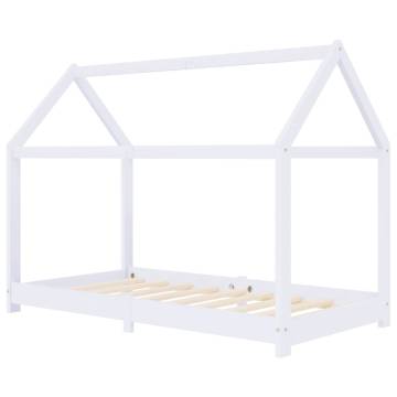 Kids Bed Frame White Solid Pine Wood 70x140 cm - Hipomarket