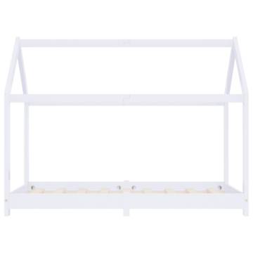 Kids Bed Frame White Solid Pine Wood 70x140 cm - Hipomarket