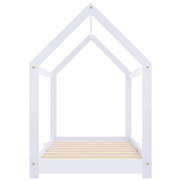 Kids Bed Frame White Solid Pine Wood 70x140 cm - Hipomarket