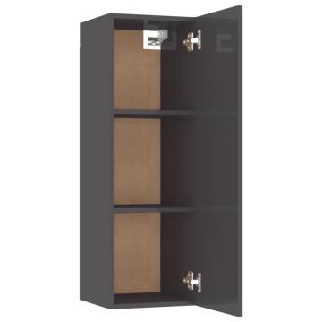 Stylish High Gloss Grey TV Cabinet - 30.5x30x90 cm