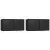 Hanging TV Cabinets 2 pcs Black - Modern Wall Unit