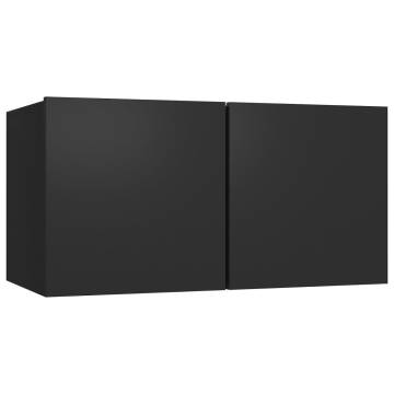 Hanging TV Cabinets 2 pcs Black - Modern Wall Unit