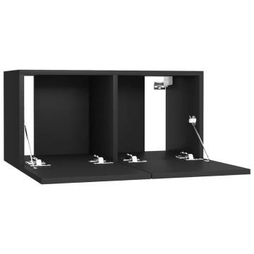 Hanging TV Cabinets 2 pcs Black - Modern Wall Unit