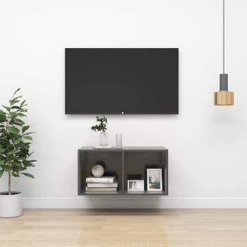 Wall-Mounted TV Cabinet High Gloss Grey - Stylish & Practical