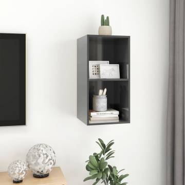 Wall-Mounted TV Cabinet High Gloss Grey - Stylish & Practical