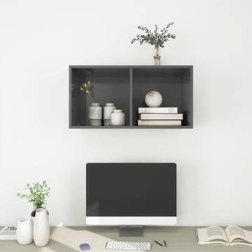 Wall-Mounted TV Cabinet High Gloss Grey - Stylish & Practical