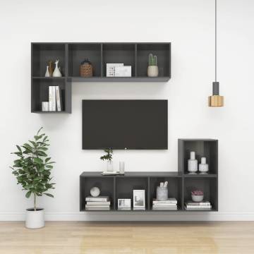 Wall-Mounted TV Cabinet High Gloss Grey - Stylish & Practical