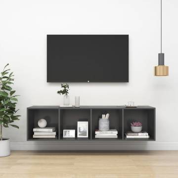 Stylish Wall-mounted TV Cabinet Grey 37x37x142.5 cm