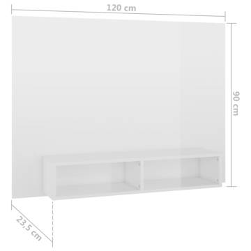 Elegant High Gloss White Wall TV Cabinet - 120x23.5x90 cm