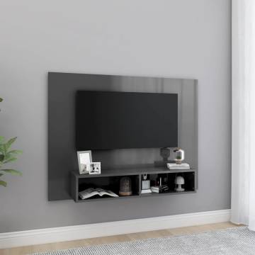 High Gloss Grey Wall TV Cabinet | 120x23.5x90 cm | Hipomarket