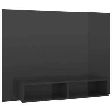 High Gloss Grey Wall TV Cabinet | 120x23.5x90 cm | Hipomarket