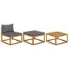 3 Piece Garden Lounge Set with Cushions - Solid Acacia Wood