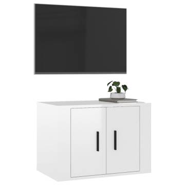 High Gloss White Wall Mounted TV Cabinet - 57x34.5x40 cm