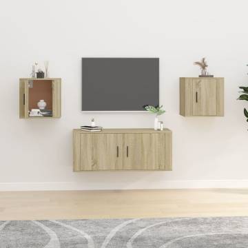 Wall Mounted TV Cabinets - Sonoma Oak - 2 pcs | Hipo Market