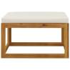 Stylish Footrest with Cream White Cushion - Solid Acacia Wood