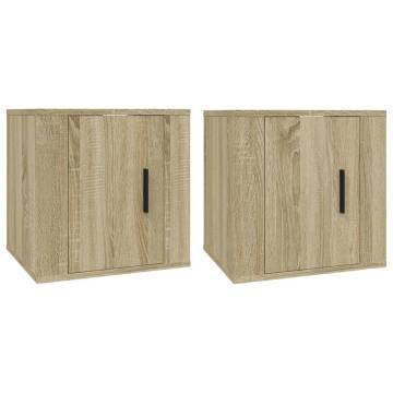 Wall Mounted TV Cabinets - Sonoma Oak - 2 pcs | Hipo Market