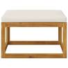 Stylish Footrest with Cream White Cushion - Solid Acacia Wood