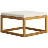 Stylish Footrest with Cream White Cushion - Solid Acacia Wood