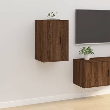 Wall Mounted TV Cabinet in Brown Oak - 40x34.5x60 cm