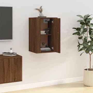 Wall Mounted TV Cabinet in Brown Oak - 40x34.5x60 cm