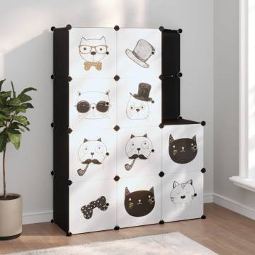 Cube Storage Cabinet for Kids - 10 Cubes in Black PP