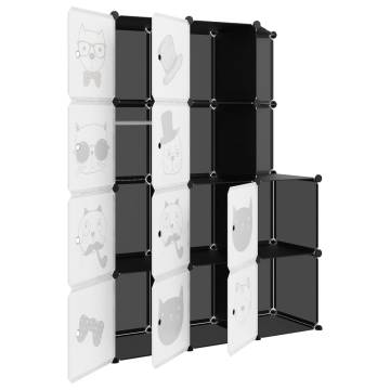 Cube Storage Cabinet for Kids - 10 Cubes in Black PP