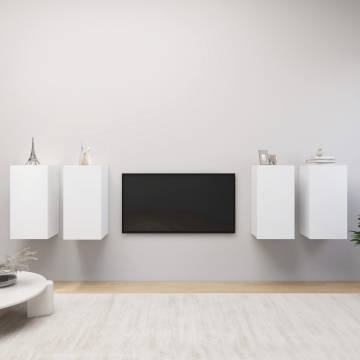 Stylish White TV Cabinets Set - 4 pcs | Hipomarket UK