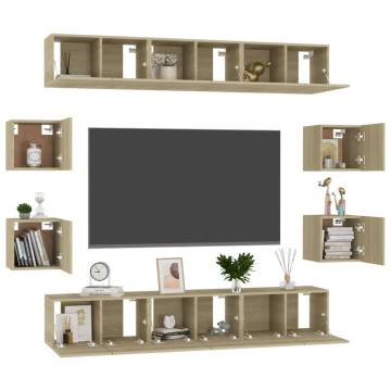 10 Piece TV Cabinet Set - Sonoma Oak - Stylish & Practical