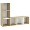 Stylish 2 pcs TV Cabinets in White & Sonoma Oak - Hipomarket