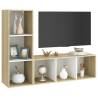 Stylish 2 pcs TV Cabinets in White & Sonoma Oak - Hipomarket