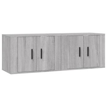 Stylish Wall-Mounted TV Cabinets - 2 pcs Grey Sonoma