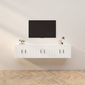 Wall-mounted TV Cabinets - White, 3 pcs | Hipomarket