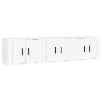 Wall-mounted TV Cabinets - White, 3 pcs | Hipomarket