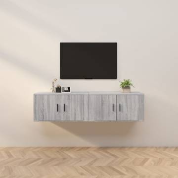 Wall-Mounted TV Cabinets - 2 Pcs Grey Sonoma | Hipo Market UK