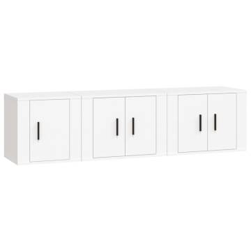 3 Piece White TV Cabinet Set - Stylish & Practical Storage