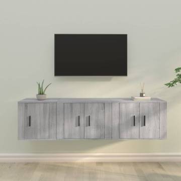 3 Piece Grey Sonoma TV Cabinet Set - Stylish & Practical