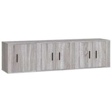 3 Piece Grey Sonoma TV Cabinet Set - Stylish & Practical