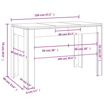 White Engineered Wood Dining Table 120x60x76 cm