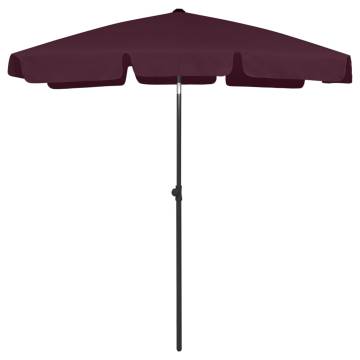 Beach Umbrella Bordeaux Red - UV Protection & Tilt Function