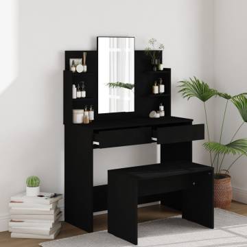 Dressing Table with Mirror Black - Elegant Bedroom Furniture