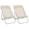 Folding Beach Chairs - 2 pcs Cream Textilene & Steel