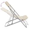 Folding Beach Chairs - 2 pcs Cream Textilene & Steel