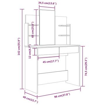 Dressing Table with Mirror Black - Elegant Bedroom Furniture