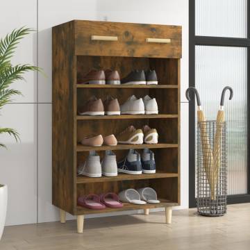 Shoe Cabinet Smoked Oak | 60x35x105 cm | Stylish & Durable