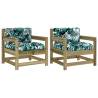 Wooden Garden Chairs with Cushions - 2 pcs - Pine